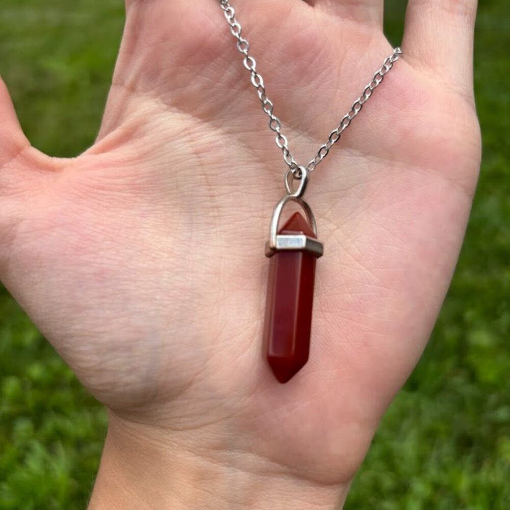 Handmade Red Agate crystal necklace